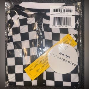 Little Sleepies Black and White Checkered Cool Checks Bamboo Zippy Footie Pajama